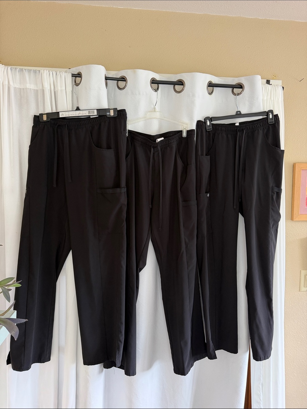 3 Dickies EDS Essentials size medium tall Black Drawstring scrub